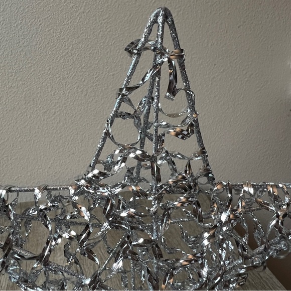 Vintage 9” Silver Shimmer Star Tree Topper Wire Wrapped Estate EUC - Picture 6 of 7